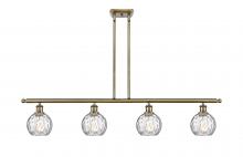  516-4I-AB-G1215-6 - Athens Water Glass - 4 Light - 48 inch - Antique Brass - Cord hung - Island Light