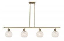  516-4I-AB-G1216-6WM - White Mouchette - 4 Light - 48 inch - Antique Brass - Stem Hung - Island Light