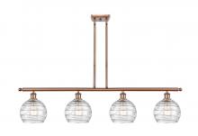  516-4I-AC-G1213-8 - Athens Deco Swirl - 4 Light - 48 inch - Antique Copper - Cord hung - Island Light