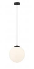  612-BK-W-LED - Tolland - 1 Light - 12 inch - Matte Black - Cord hung - Mini Pendant