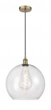  616-1P-AB-G122-14 - Athens - 1 Light - 14 inch - Antique Brass - Cord hung - Pendant