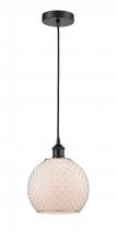  616-1P-BK-G121-8CSN - Farmhouse Chicken Wire - 1 Light - 8 inch - Matte Black - Cord hung - Mini Pendant