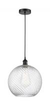  616-1P-BK-G1214-12-LED - Athens Twisted Swirl - 1 Light - 12 inch - Matte Black - Cord hung - Mini Pendant