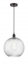  616-1P-OB-G1214-12-LED - Athens Twisted Swirl - 1 Light - 12 inch - Oil Rubbed Bronze - Cord hung - Mini Pendant