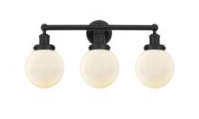  616-3W-BK-G201-6 - Beacon - 3 Light - 24 inch - Matte Black - Bath Vanity Light