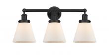  616-3W-BK-G61 - Cone - 3 Light - 24 inch - Matte Black - Bath Vanity Light