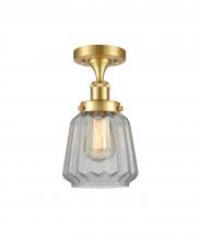 Innovations Lighting 916-1C-SG-G142 - Chatham - 1 Light - 6 inch - Satin Gold - Semi-Flush Mount