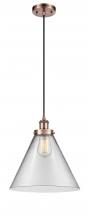  916-1P-AC-G42-L-LED - Cone - 1 Light - 12 inch - Antique Copper - Cord hung - Mini Pendant