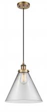  916-1P-BB-G42-L-LED - Cone - 1 Light - 12 inch - Brushed Brass - Cord hung - Mini Pendant