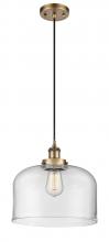  916-1P-BB-G72-L-LED - Bell - 1 Light - 12 inch - Brushed Brass - Cord hung - Mini Pendant