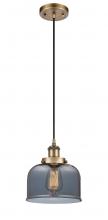  916-1P-BB-G73-LED - Bell - 1 Light - 8 inch - Brushed Brass - Cord hung - Mini Pendant