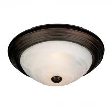  1260-13 RBZ - Two Light Rubbed Bronze Marbled Glass Bowl Flush Mount