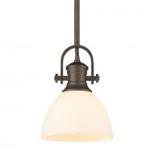  3118-M1L RBZ-OP - Hines Mini Pendant in Rubbed Bronze with Opal Glass