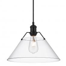  3306-L BLK-CLR - Orwell BLK Large Pendant - 14" in Matte Black with Clear Glass