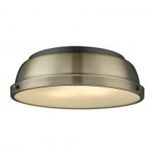  3602-14 BLK-AB - Duncan 14" Flush Mount in Black with a Aged Brass Shade