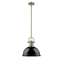  3604-L AB-BK - Duncan 1 Light Pendant with Rod