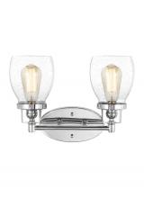  4414502-05 - Belton transitional 2-light indoor dimmable bath vanity wall sconce in chrome silver finish with cle