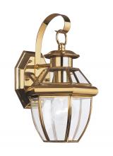  8037-02 - Lancaster traditional 1-light outdoor exterior small wall lantern sconce in polished brass gold fini