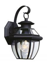  8037-12 - Lancaster traditional 1-light outdoor exterior small wall lantern sconce in black finish with clear