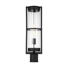 Generation Lighting - Seagull 8226701-12 - Alcona transitional 1-light outdoor exterior post lantern in black finish with clear fluted glass sh