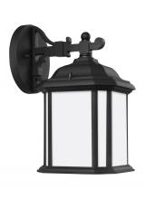  84529-12 - Kent traditional 1-light outdoor exterior small wall lantern sconce in black finish with satin etche