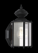 Generation Lighting 8507-12 - Classico traditional 1-light outdoor exterior small wall lantern sconce in black finish with clear b
