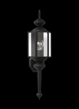 Generation Lighting 8510-12 - Classico traditional 1-light outdoor exterior large wall lantern sconce in black finish with clear b