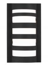 Generation Lighting 8543193S-12 - Rebay modern 1-light LED outdoor exterior small wall lantern sconce in black finish with etched glas