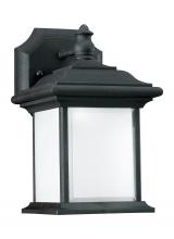  89101-12 - Wynfield traditional 1-light outdoor exterior wall lantern sconce in black finish with frosted glass