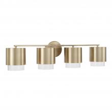  153041MA-549 - 4-Light Cylindrical Metal Vanity in Matte Brass with Seeded Glass