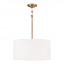 Capital 314632AD-659 - 3-Light Pendant in Aged Brass with White Fabric Drum Shade and Acrylic Diffuser