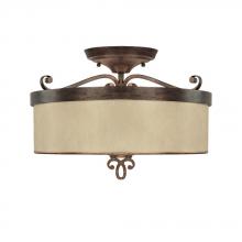  4161RT-498 - Three Light Rustic Drum Shade Semi-Flush Mount