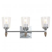  BB1022PC-3-F2S - Vetiver Light Vanity In Silver With Gold Accents