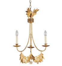  CH1159-3 - Sweet Olive French Rustic 3 Light Antiqued Gold Mini Chandelier