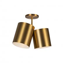  SF58814-BG - Keiko 14-in Brushed Gold 2 Lights Semi-Flush