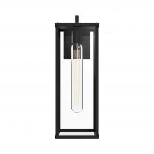 EW652707BKCL - Brentwood 17-in Clear Glass/Textured Black 1 Light Exterior Wall Sconce