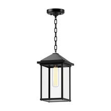  EP552009BKCL - Larchmont 9-in Clear Glass/Textured Black 1 Light Exterior Pendant