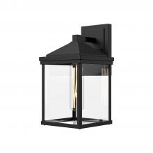  EW552009BKCL - Larchmont 9-in Clear Glass/Textured Black 1 Light Exterior Wall Sconce