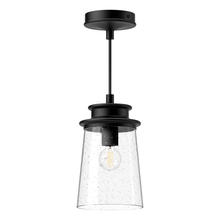  EP533006BKCB - Quincy 6-in Clear Bubble Glass/Textured Black 1 Light Exterior Pendant