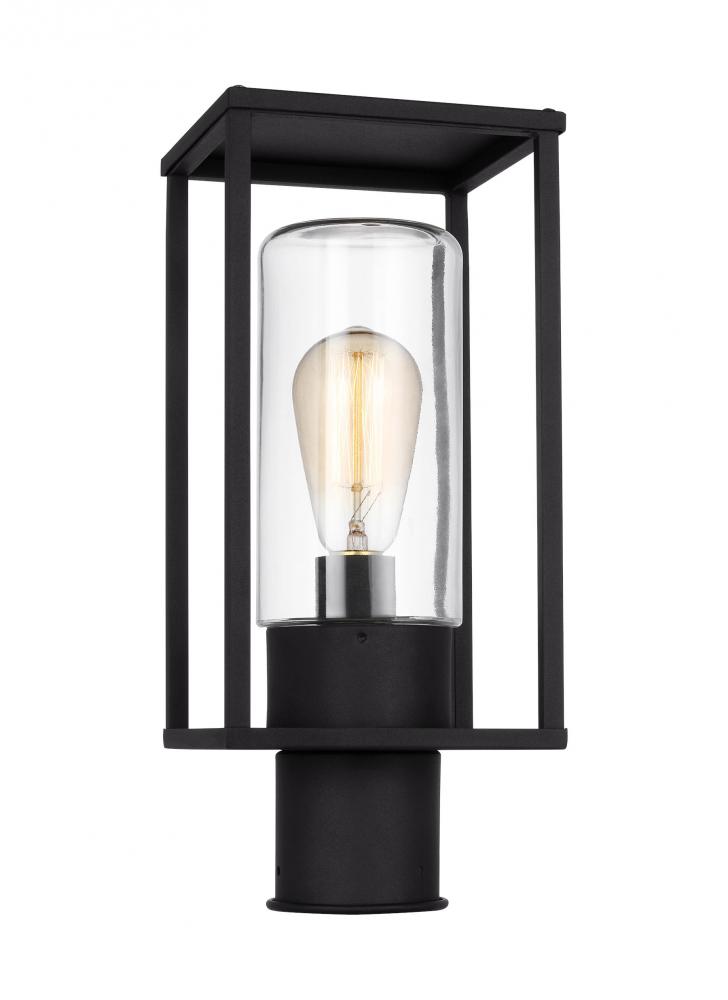 Vado transitional 1-light LED outdoor exterior post lantern in black finish with clear glass shade
