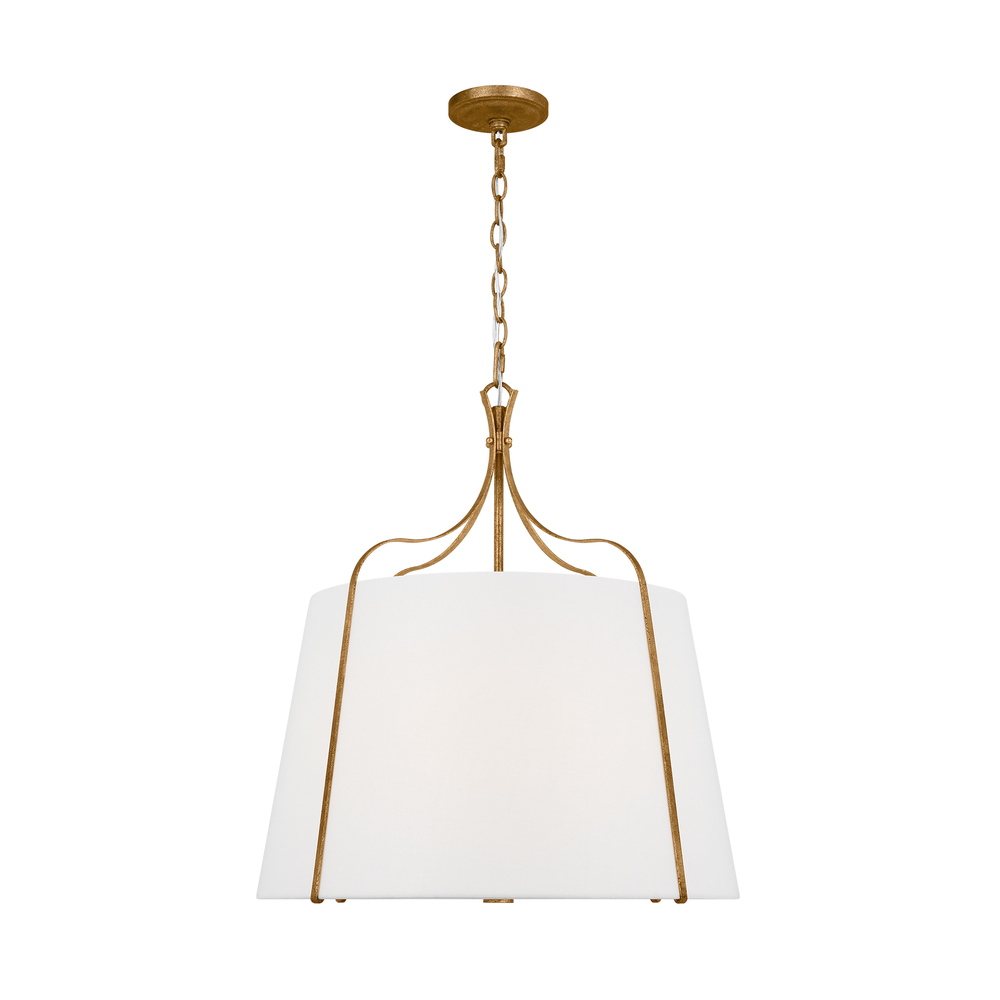 Leander transitional 4-light indoor dimmable large hanging shade pendant in antique gild rustic gold