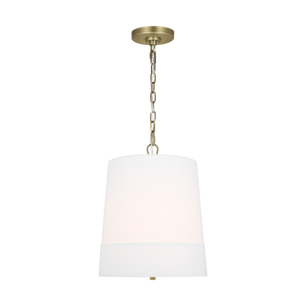 Ivy traditional dimmable indoor 1-light medium pendant in a time worn brass finish with an etched wh