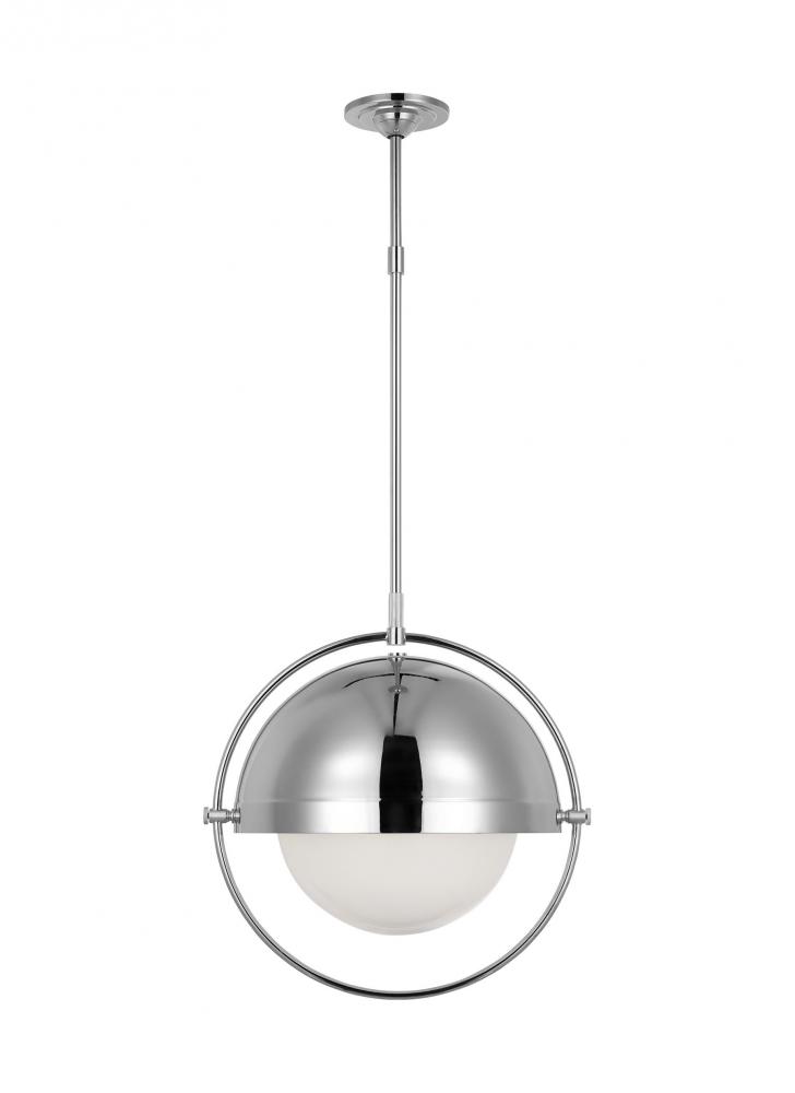 Bacall transitional 1-light indoor dimmable extra large ceiling hanging pendant in polished nickel s
