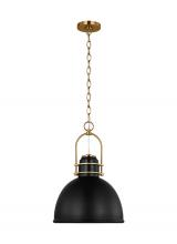 Visual Comfort & Co. Studio Collection CP1411BBSMBK - Upland Mid-Century 1-Light Indoor Dimmable Extra Large Pendant Ceiling Hanging Chandelier Light