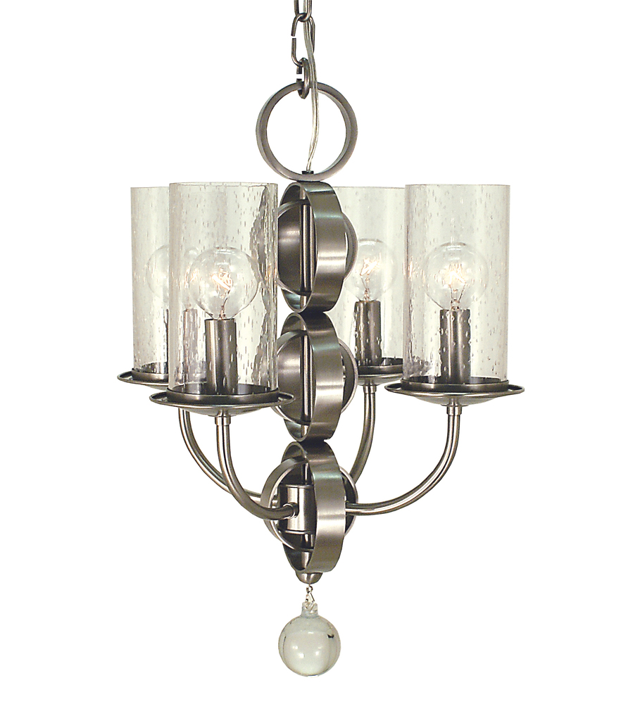 4-Light Brushed Nickel/Frosted Glass Compass Dining Chandelier