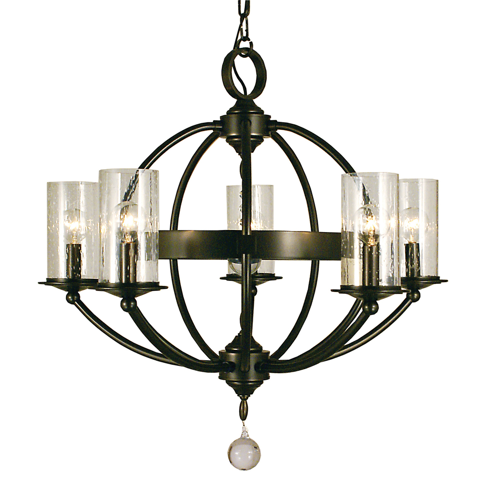 5-Light Brushed Nickel/Frosted Glass Compass Dining Chandelier