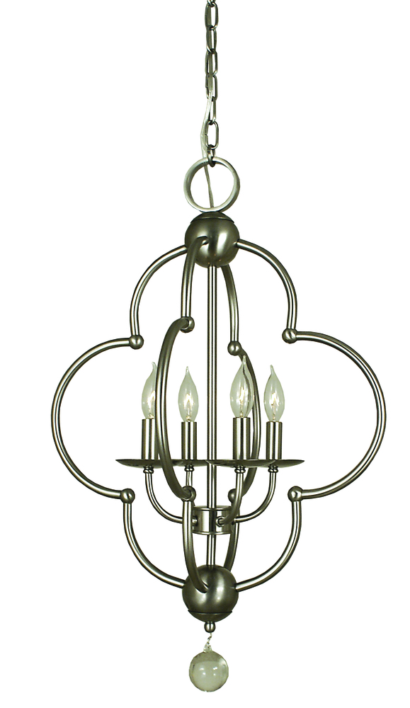 4-Light Antique Brass Quatrefoil Dining Chandelier