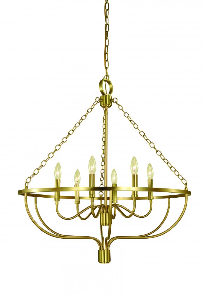 6-Light Brushed Brass Town Dining Chandelier