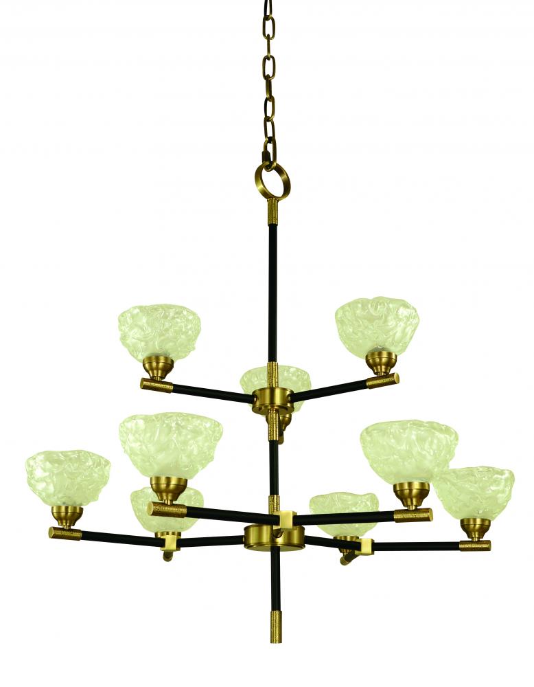 9-Light Antique Brass with Matte Black accents Dining Chandelier