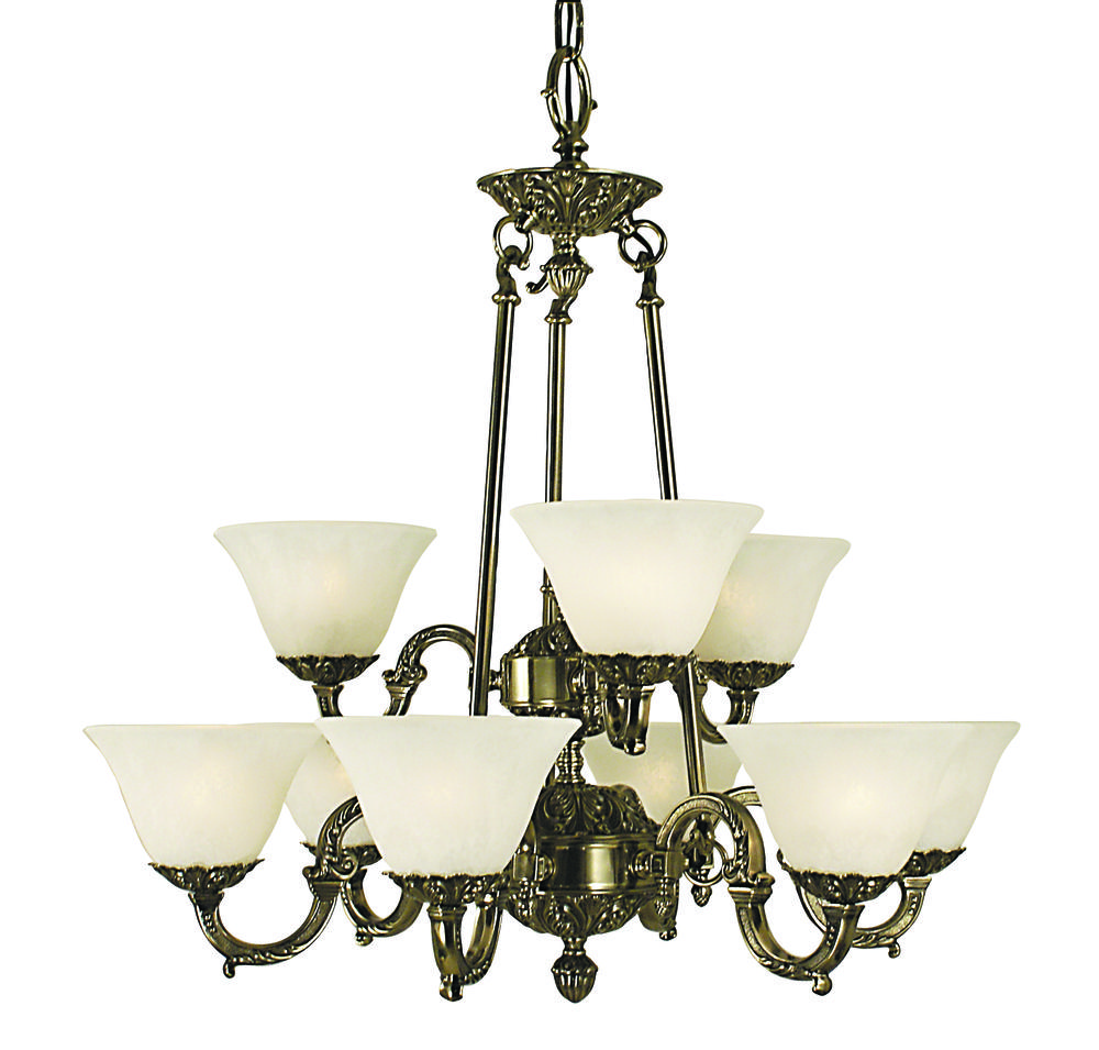 9-Light Antique Silver Napoleonic Dining Chandelier